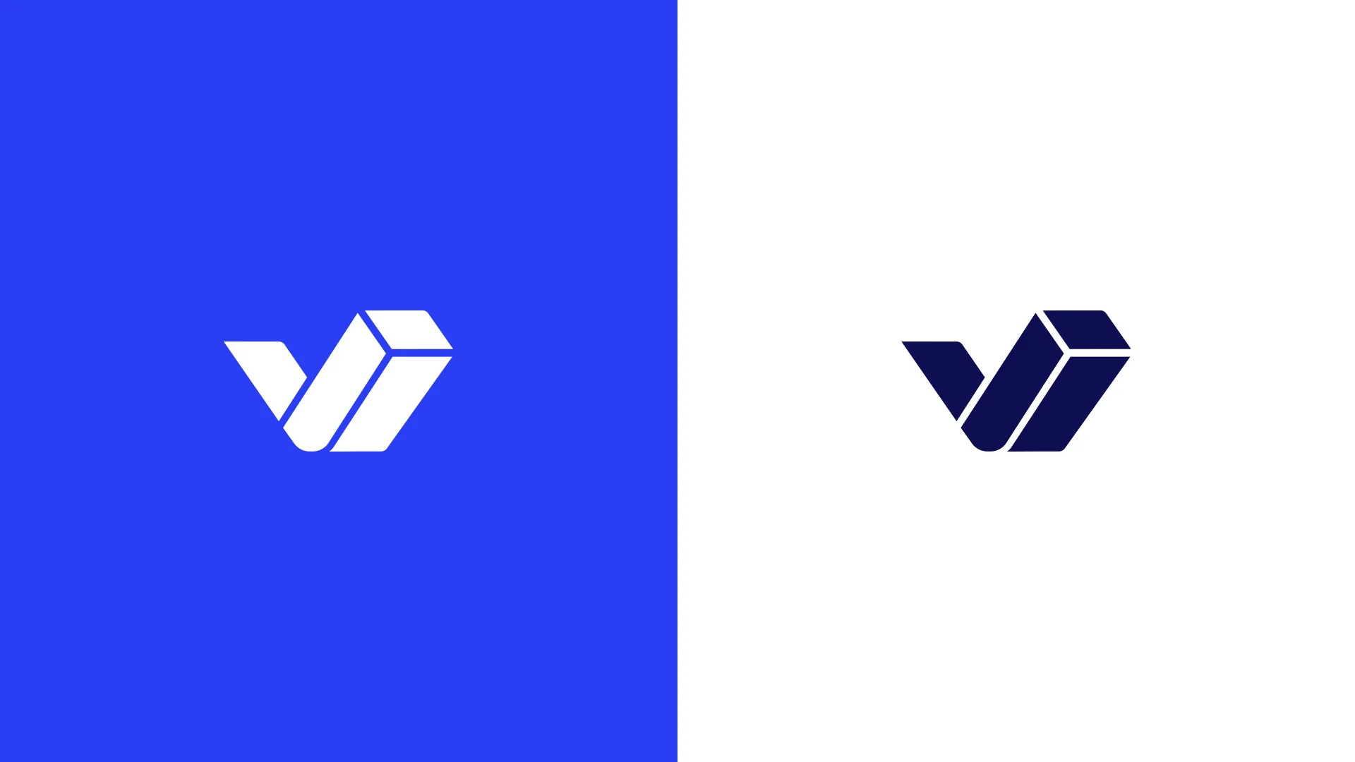 Veritas Institute V-mark in white-on-blue and navy-on-white variants
