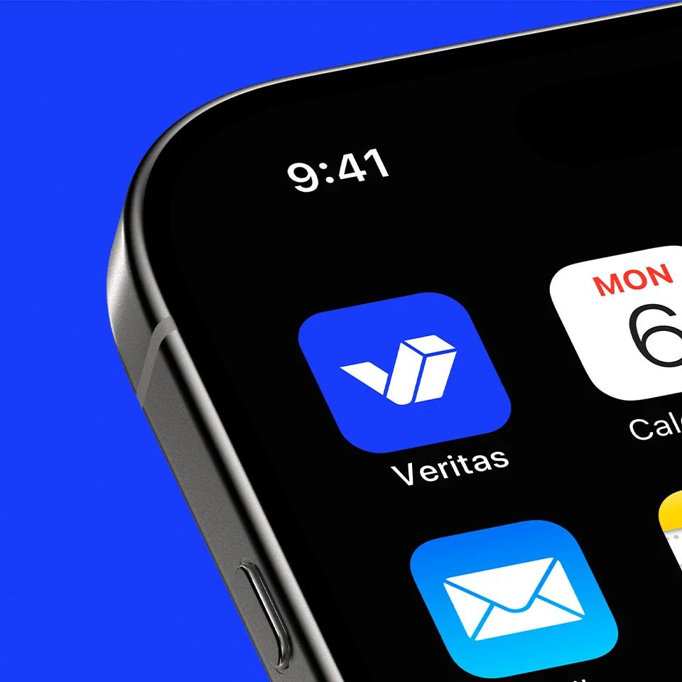 Veritas Institute mobile app icon on iPhone home screen