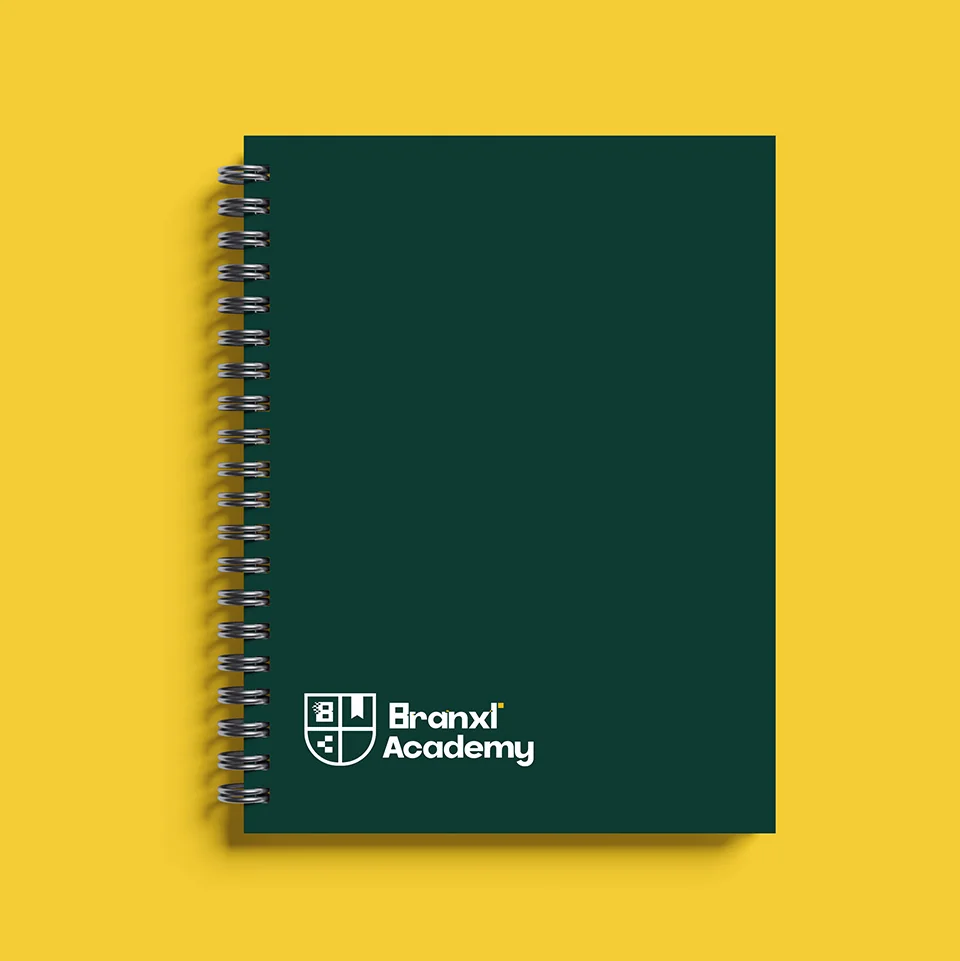 Branxl Academy branded spiral notebook